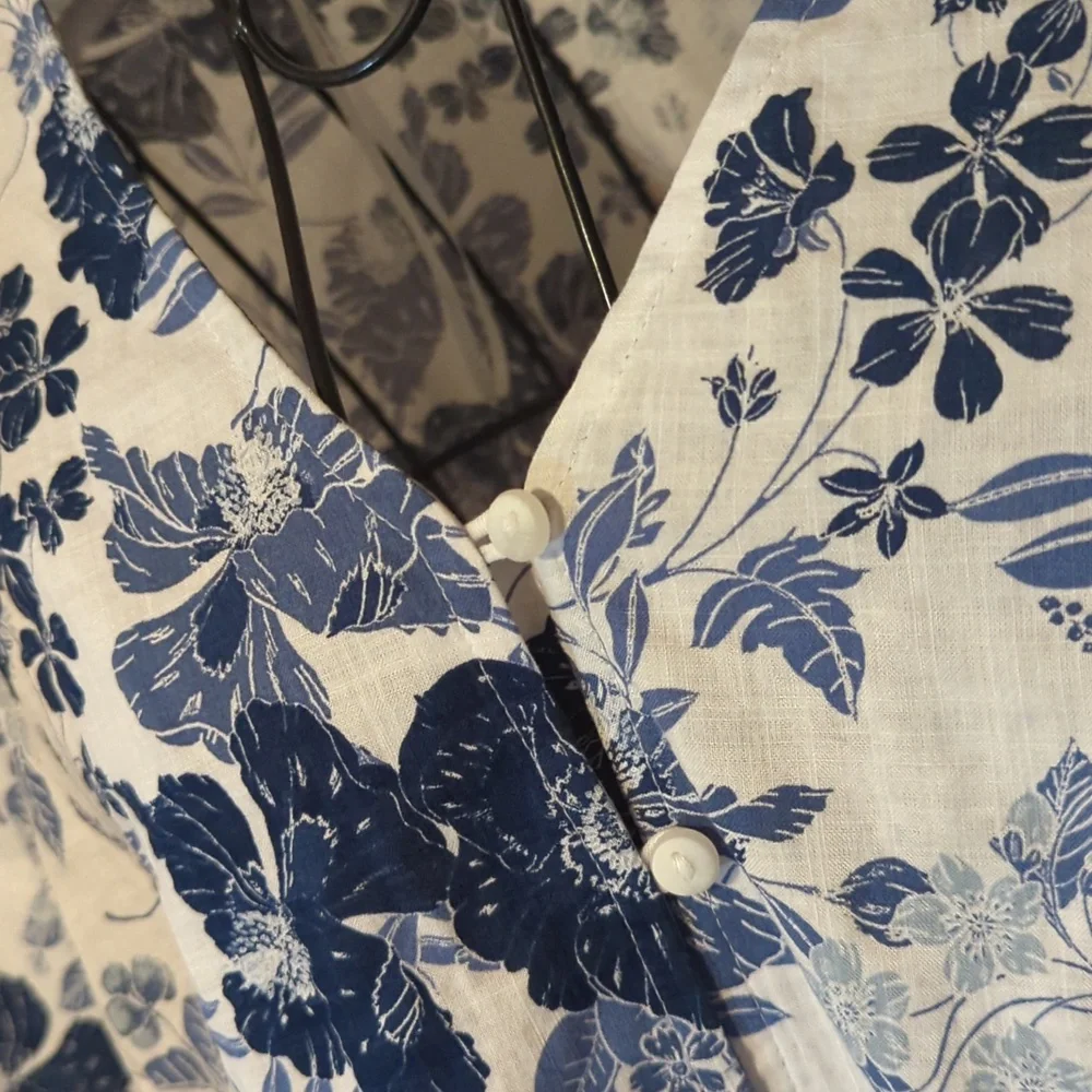 Liz Claiborne Top Blouse Floral Print Blue White Women's Plus Size 1X NEW NWT - Picture 2 of 10